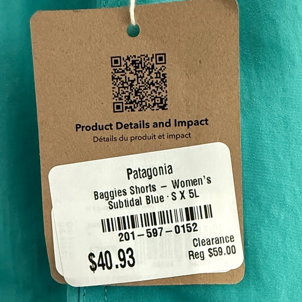 NWT Patagonia Women's Teal Baggies Shorts - small - Picture 2 of 4